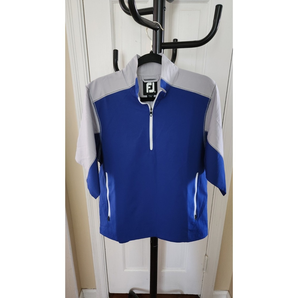FootJoy Short Sleeve Pullover Jacket Men 's Size S Blue Gray 1/4 Zip